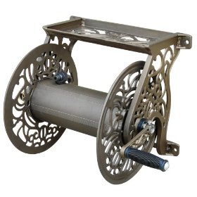 Liberty Garden Products Decorative Non-Rust Cast Aluminum Wall Mounted Garden Hose Reel With 125-Foot Capacity - Antique Finish 704