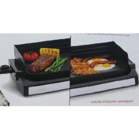 Wolfgang Puck 1800 Watt Reversible Nonstick Grill and Griddle with Collapsible Splashguard